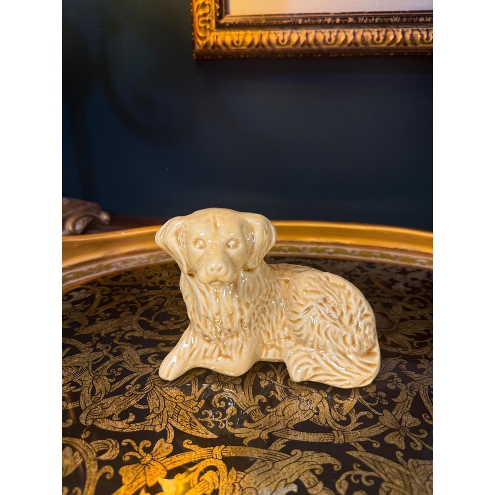 Vintage Brazil Ceramic Golden Retriever Figurine: Mid-Century‎ Dog Statue